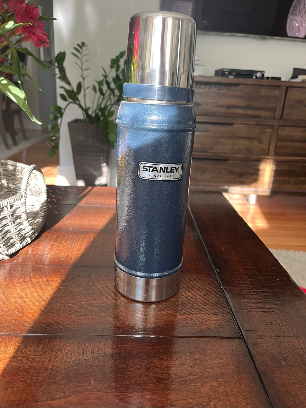 Stanley Blue Vacuum Insulated Bottle with Stainless Accents